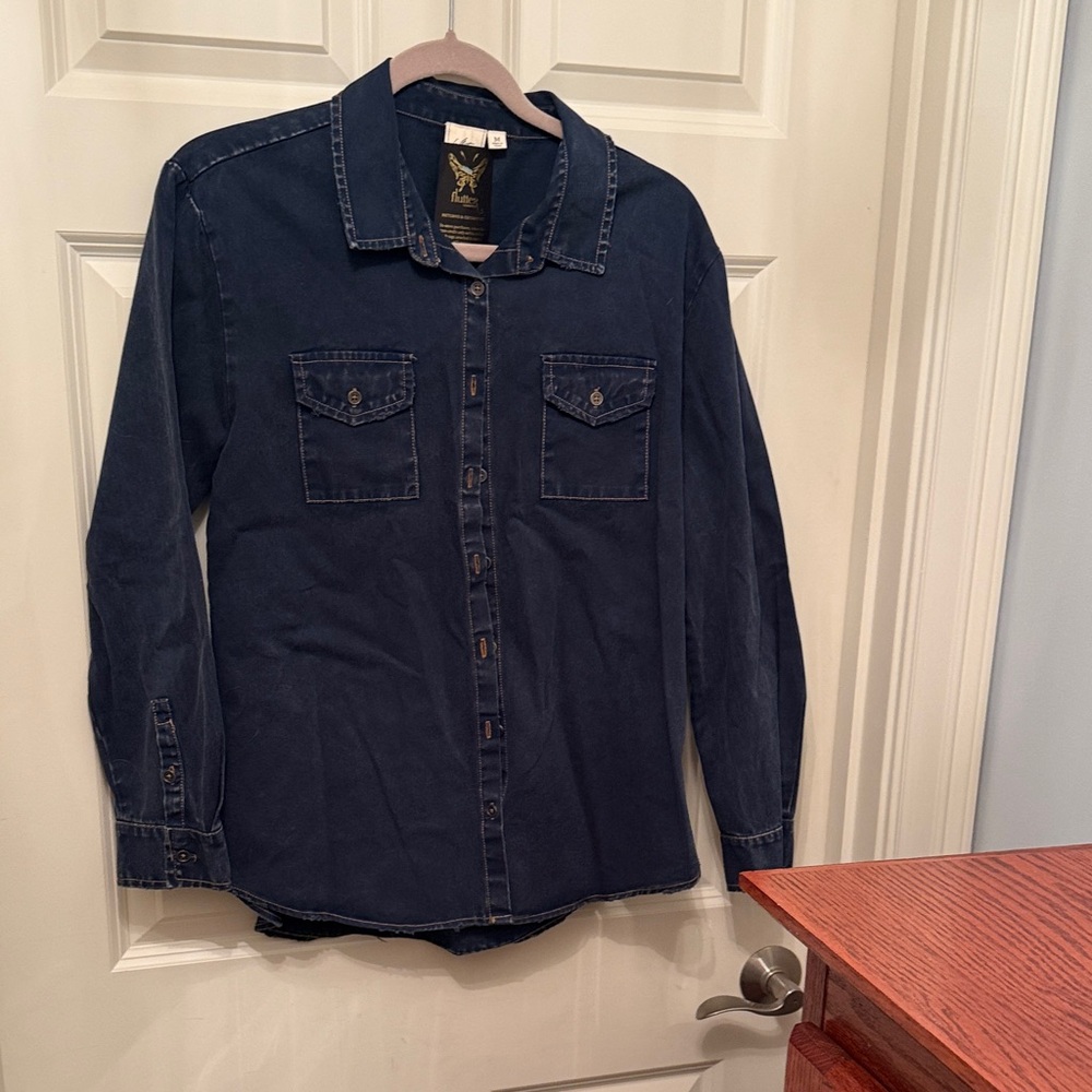 White Crow Navy Button Down Shirt
